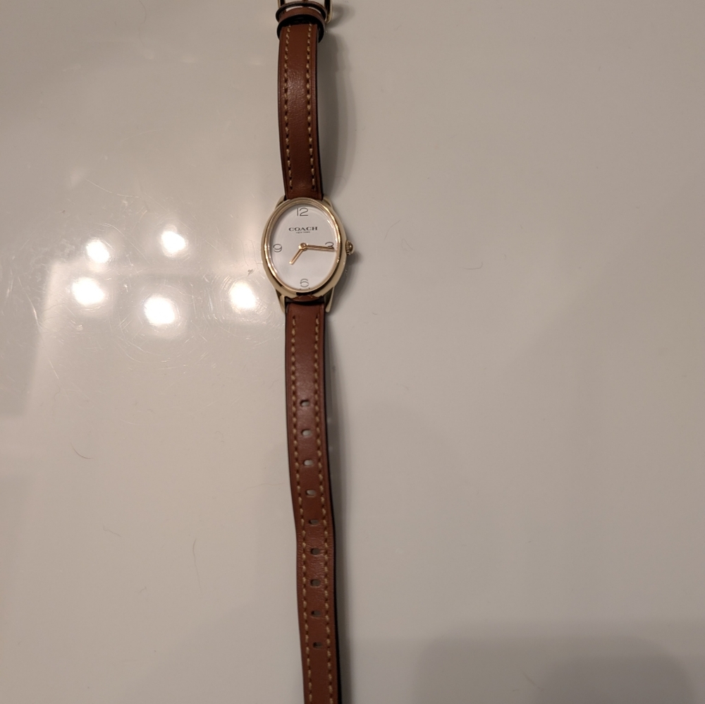 Coach Talia Brown And Gold Leather Watch - Picture 7 of 7